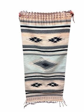 Southwestern Rug Navajo Style Boho Neutral Tribal Runner Pink Grey Pastel